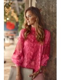 Women\'s chiffon blouse with amaranth lace 9131 - Online store - Boutique